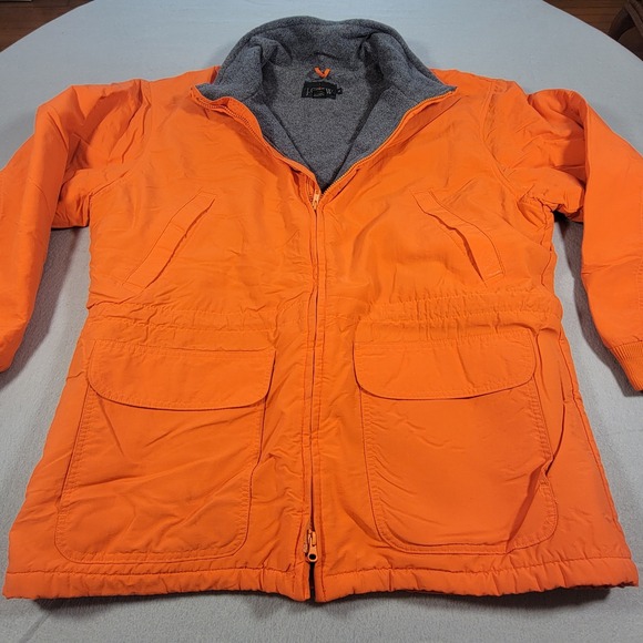 Vintage J. Crew Barn Coat Orange Hunting Fleece Lined Jacket Made In USA Mens XL - Picture 1 of 11